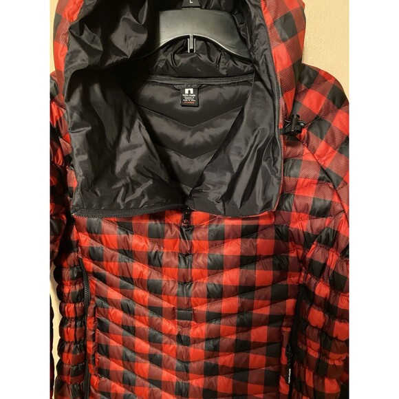Heim-Made Lumber Jacket Puffer Red Black Plaid Women XL Down Hooded Pullover EUC - Picture 4 of 16
